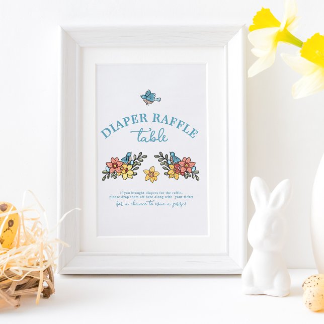 Frühjahr Vögel Babydusche Windeln Raffeltisch Schi Poster (Von Creator hochgeladen)