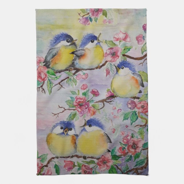 Frühjahr Vögel Küchentücher Schöne Sparrows (Vertikal)