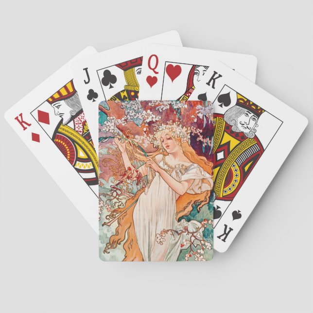 Frühjahr von Alfons Mucha Spielkarten (Rückseite)