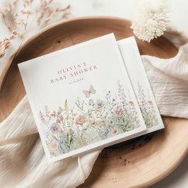 Frühjahr Wildblume Field Butterfly Babydusche Serviette