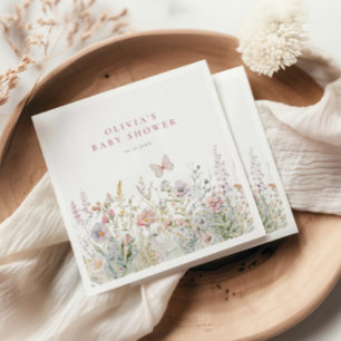 Frühjahr Wildblume Field Butterfly Babydusche Serviette