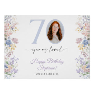 Frühjahr Wildblume Foto 70. Geburtstag Begrüßungsz Poster