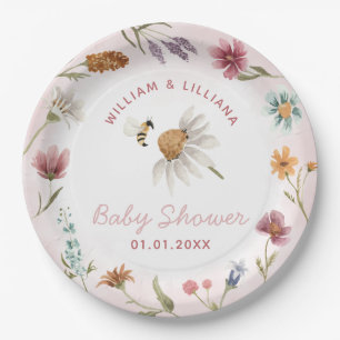 Frühjahr-Wildblume Kinderdusche Pappteller