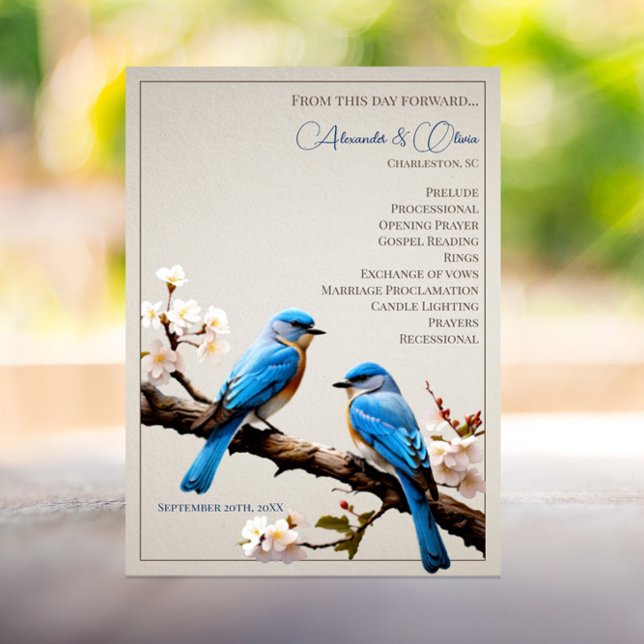 Frühjahrs-Bluebirds-Hochzeitsprogramm (Spring Bluebirds Wedding Program)