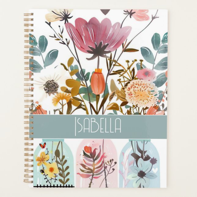 Frühjahrs-Blume-Design mit Namen Planer (Vorderseite)