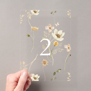 Frühjahrs-Blumen-Hochzeit Acryl-Bogen-Tischnummer Acryleinladungen