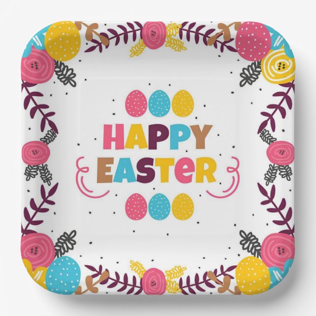 Frühjahrs-Blumen-Ostern-Papierteller Pappteller (Vorderseite)