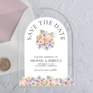 Frühjahrs-Blumenbogen-Hochzeit - Save the Date Acryleinladungen