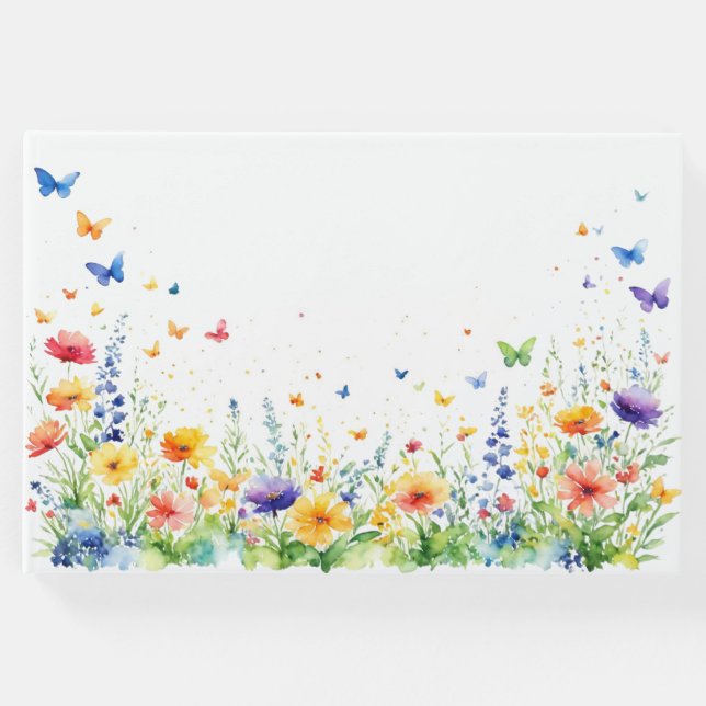 Frühjahrs-Blumengarten Butterflies Hochzeit Gästebuch (Vorderseite)