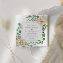 Frühjahrs-Cream Garden Blumenplatz Hochzeitskarte Einladung