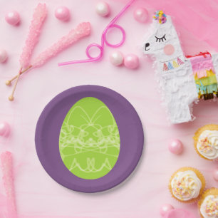 Frühjahrs-Grüne Abstrakt Ostern Bunny Ei Papierpla Pappteller