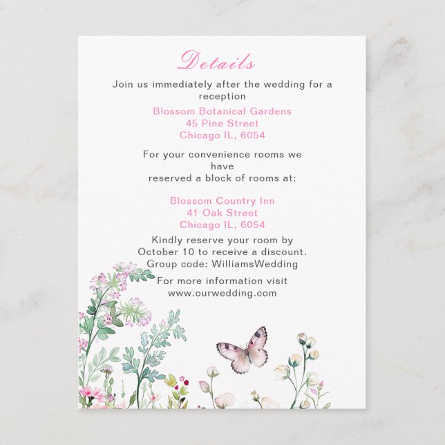 Frühjahrs-Grünen-Schmetterling-Hochzeit Begleitkarte (Vorderseite)