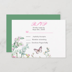 Frühjahrs-Grünen-Schmetterling-Hochzeit RSVP Karte