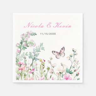 Frühjahrs-Grünen-Schmetterling-Hochzeit Serviette