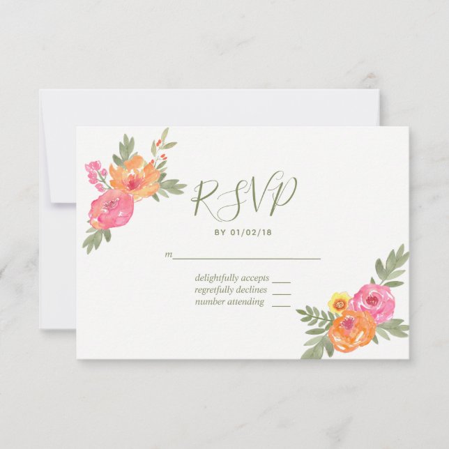 Frühjahrs Hochzeit Aquarell Blume UAWG RSVP Karte (Vorderseite)