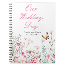 Frühjahrs-Hochzeit in Pink-Schmetterling Notizblock