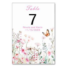 Frühjahrs-Hochzeit in Pink-Schmetterling Tischnummer
