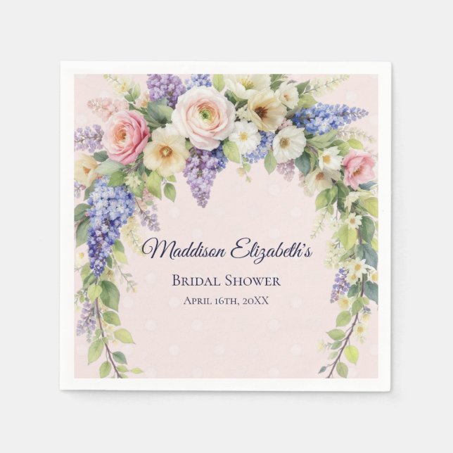 Frühjahrs-Hochzeitsdusche mit Blumenmotiven Serviette (Vorderseite)