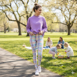 Frühjahrs-Leggings mit Karomuster in Lavendel, Tür Leggings