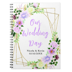 Frühjahrs-Lila-Blumen-Hochzeitsplaner Notizblock