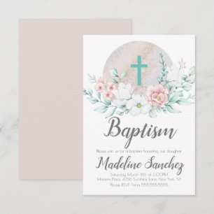 Frühjahrs-Taufe mit Wasserfarben Florale Babytaufe Einladung