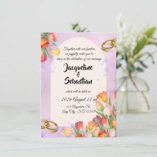 Frühjahrs-Tulpenbogen-Hochzeit Einladung