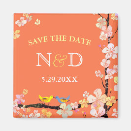 Frühjahrs-Vögel-Hinterhof Hochzeit speichern das D Magnet