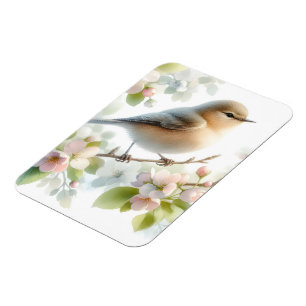 Frühjahrs-Vogel-Kirschblüten-Aquarell Magnet