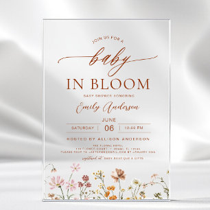 Frühjahrs-Wildblume Baby in Bloom Baby Dusche Acryleinladungen