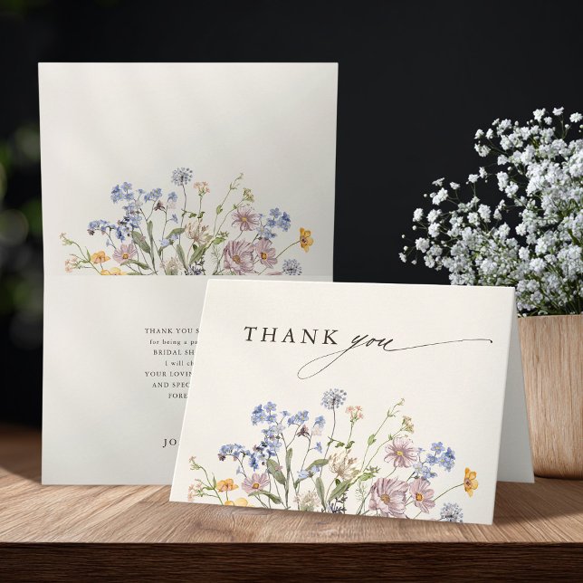 Frühjahrs-Wildblume Brautparty Meadow Garden Dankeskarte (Spring Wildflower Meadow Garden Bridal Shower Thank You Card)