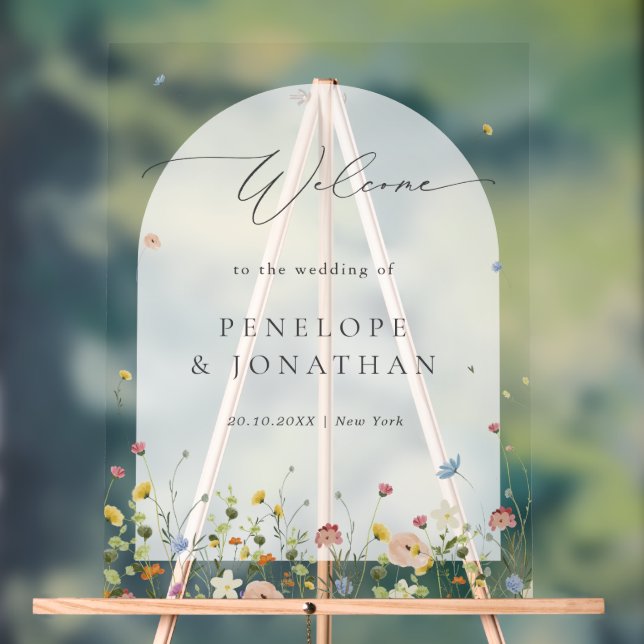 Frühjahrs-Wildblume-Garten Blumenzwiese Willkommen Acrylschild (Neutral)