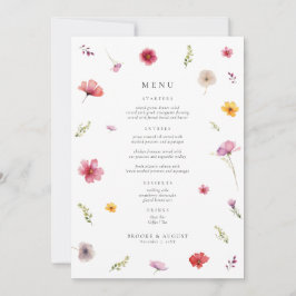 Frühjahrs-Wildblume-Hochzeitmenü Einladung