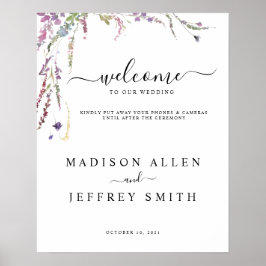 Frühjahrs-Wildblume Unplugged Wedding Welcome Sign Poster