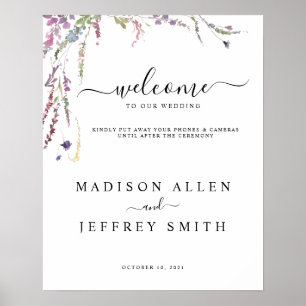 Frühjahrs-Wildblume Unplugged Wedding Welcome Sign Poster