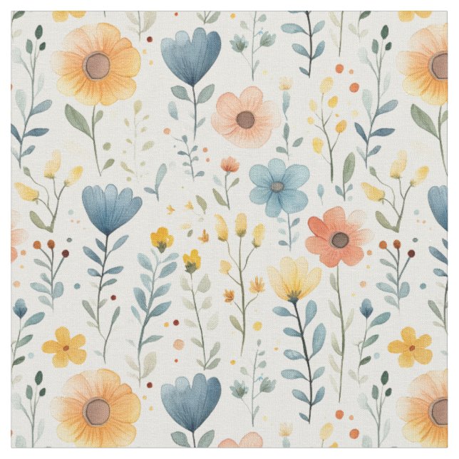 Frühjahrs-Wildblumen auf Off White Stoff (Nahaufnahme)