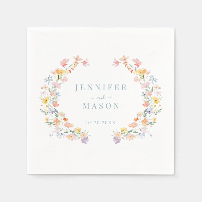 Frühjahrs-Wildblumen-Hochzeit Serviette (Vorderseite)