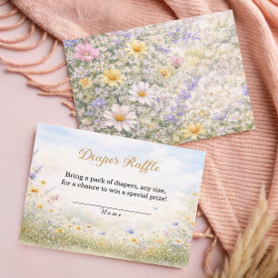 Frühjahrs-Wildblumen-Pastell-Blumen-Windel-Raffle Begleitkarte