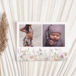Frühjahrs-Wildblumenfeld-Baby-Shower-Dankeschön Postkarte