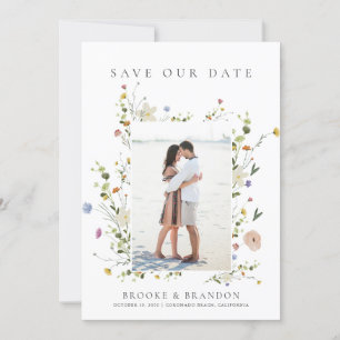 Frühjahrs-Wildblumengarten Minimalistische Blumenf Save The Date