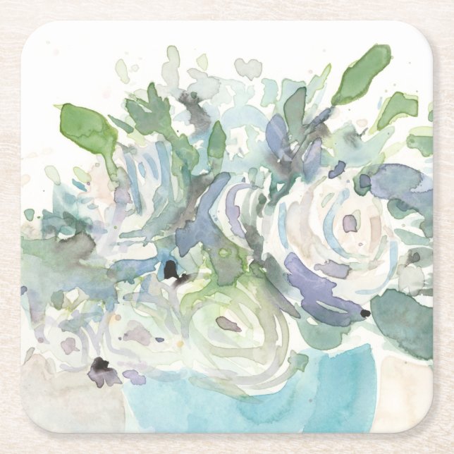 Frühjahrsanordnung - Aquarellbouquet Rechteckiger Pappuntersetzer (Vorderseite)