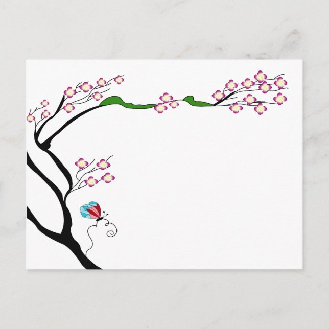 Frühjahrsbaum auf der Postkarte (Vorderseite)