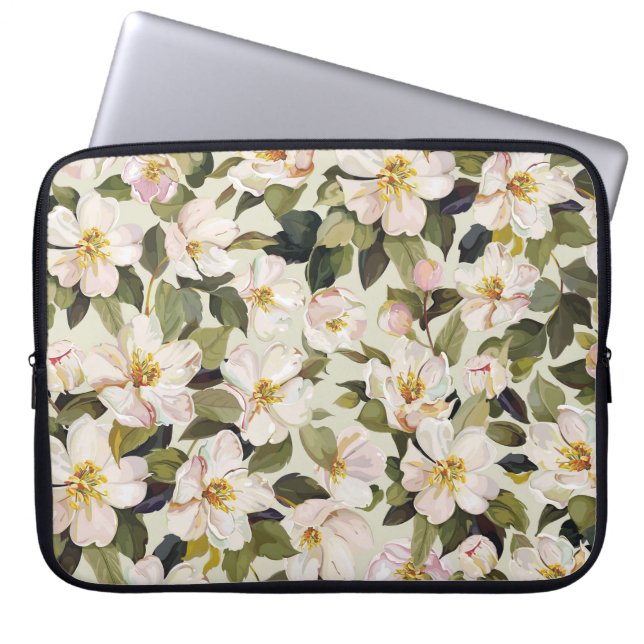Frühjahrsblossom Baumzweige Muster Laptopschutzhülle (Vorderseite)