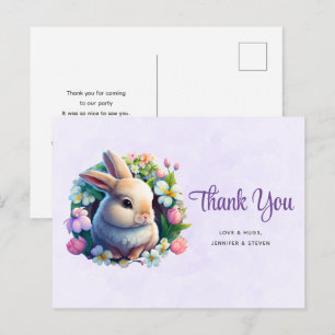 Frühjahrsblumen-Häschen Danke Postkarte