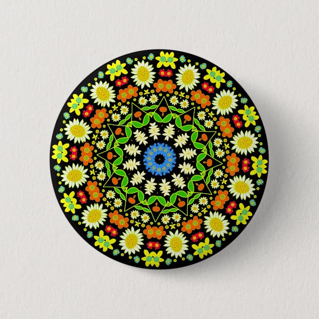 Frühjahrsblumen Kaleidoskop 01 Button (Vorderseite)