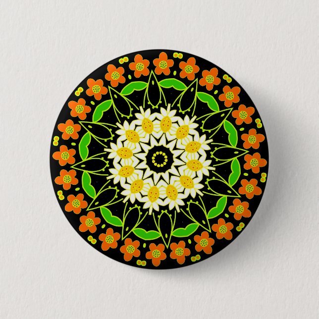 Frühjahrsblumen Kaleidoskop 03 Button (Vorderseite)