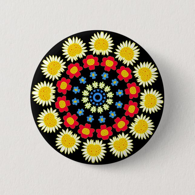 Frühjahrsblumen Kaleidoskop 05 Button (Vorderseite)