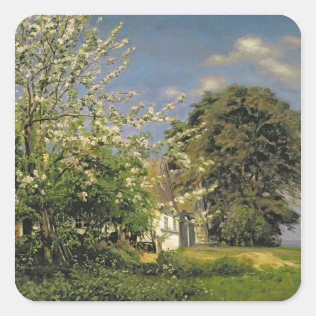 Frühjahrsblüte 1908 quadratischer aufkleber (Vorderseite)