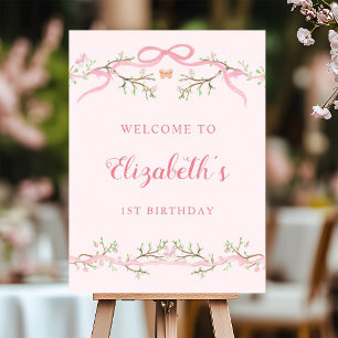 Frühjahrsblüte 1. Geburtstag Pink Begrüßungszeiche Poster
