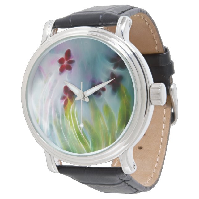 Frühjahrsblüte digitale Uhr (Schrägansicht)