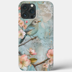 Frühjahrsblüten Dekoupage Shabby Chic Blauer Vogel Case-Mate iPhone Hülle